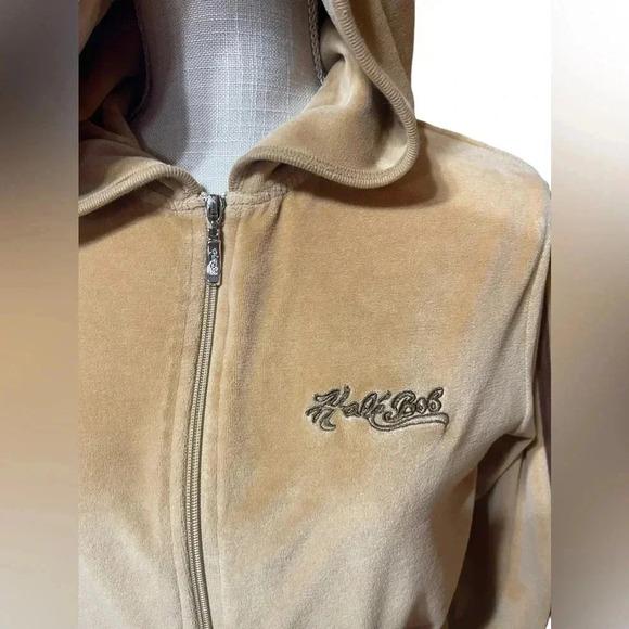 Bob Hale Velour Lightweight Brown Zip Hoodie Y2K Fashion Women’s size Large - Picture 4 of 13